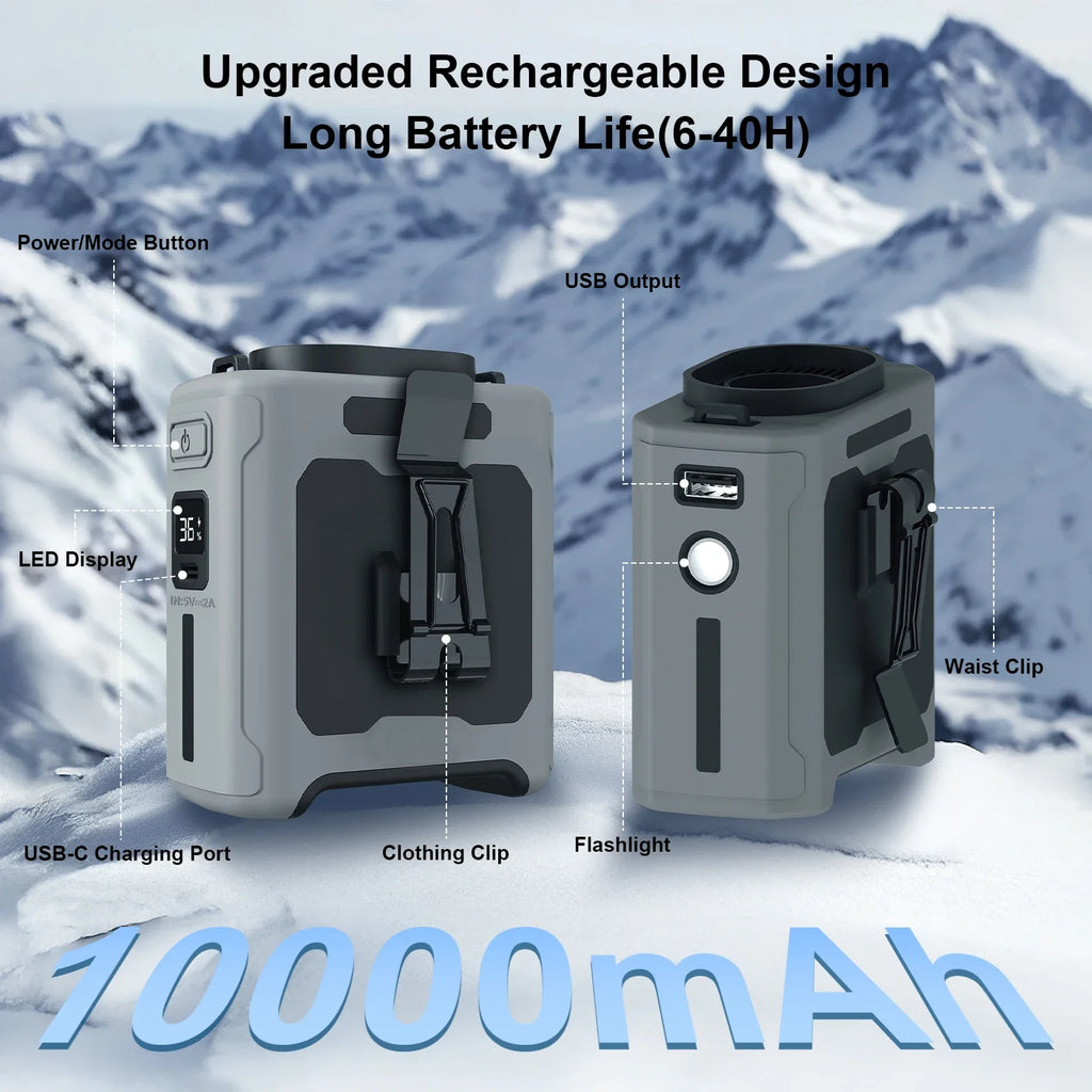 10000mAh Portable Waist Fan Power Bank
