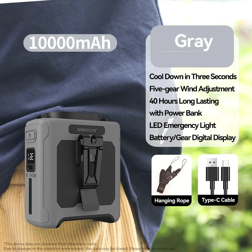 10000mAh Portable Waist Fan Power Bank